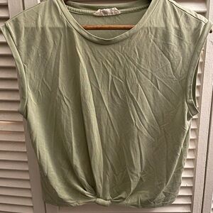 Sleeveless Sage Knot-Front Women's Tank Top